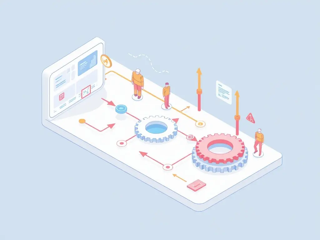 A visual representation of automated workflows, showcasing the seamless integration of AI into various business processes to enhance efficiency and productivity.